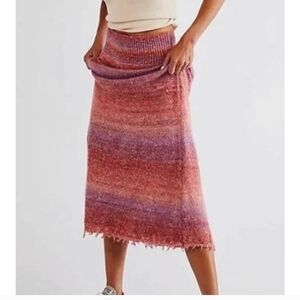 Multicolor Knit Midi Skirt